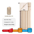 Four seasons camping sleeping bag in one of three colours with its storage bag, shown laid out.