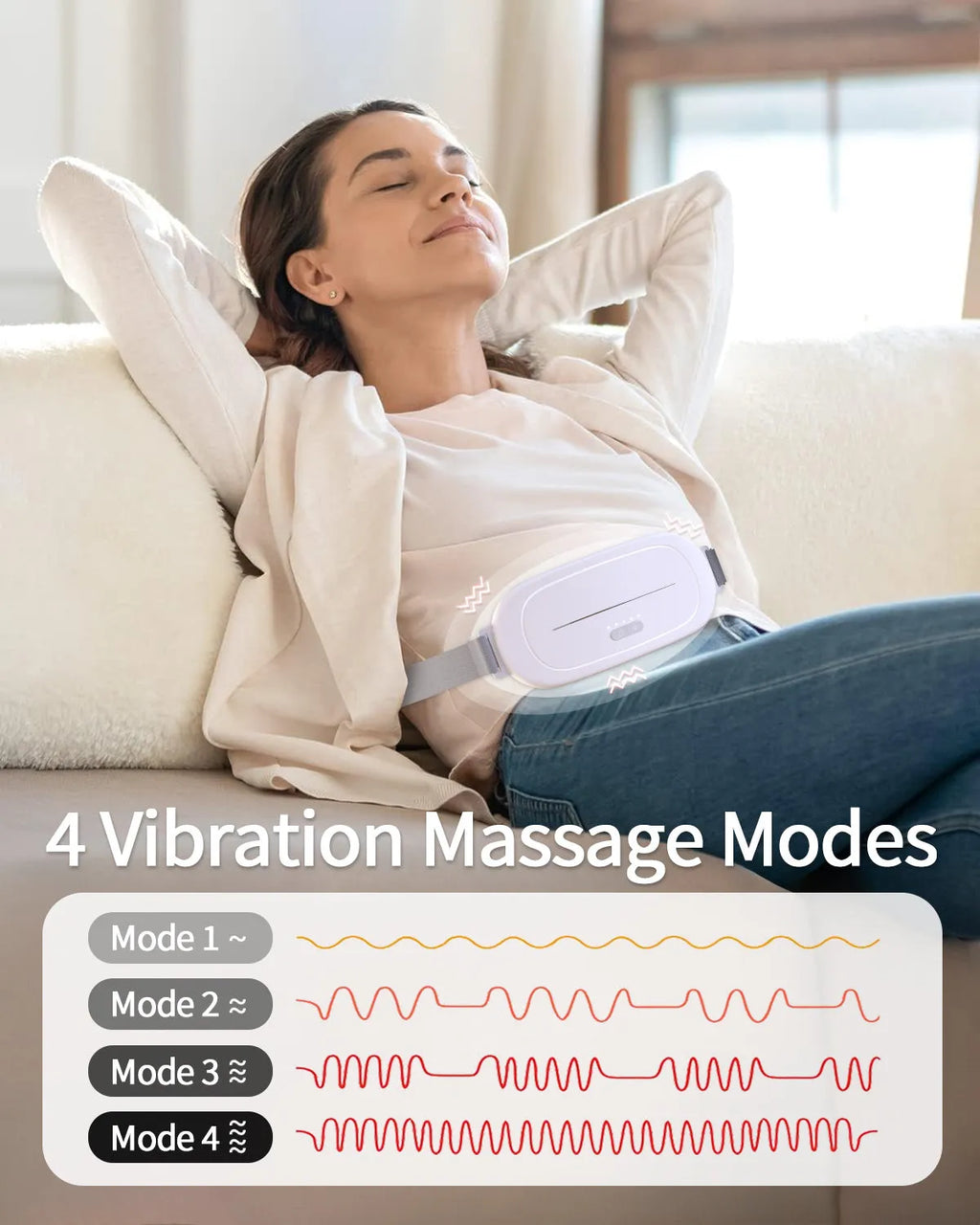 White portable uterine warming device for thermotherapy on lower abdomen