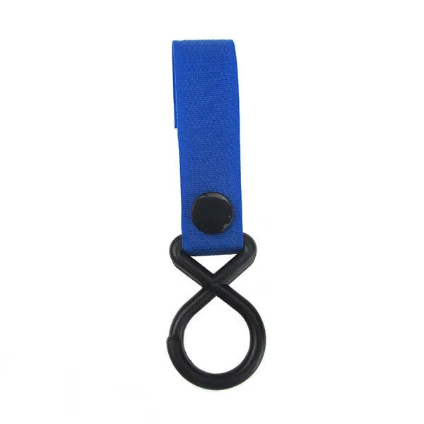 A selection of luggage Velcro hooks in various colours including red, blue, green, and yellow on a white background