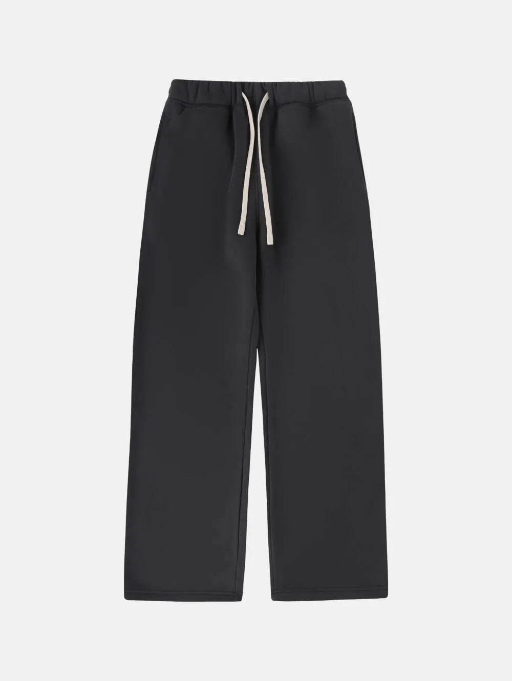 Men's grey fleece-lined sweatpants with drawstring waistband and loose fit design