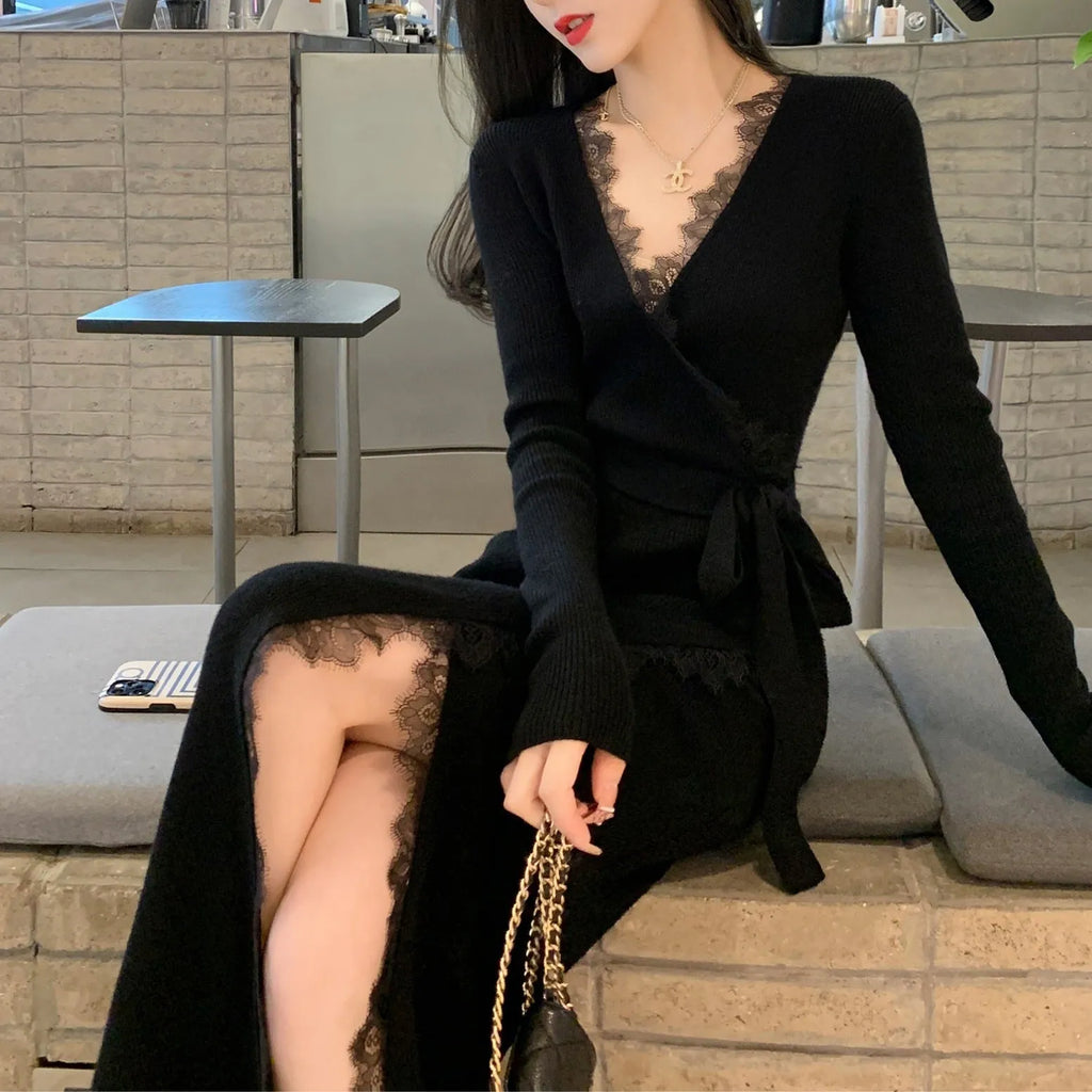 Black polyester women's slim fit princess dress skirt showing elegant style and free size fit
