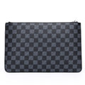 Men's soft PU leather clutch wallet showing card slots and zipper pocket in checkered pattern