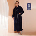 Super thick flannel couple's bathrobe in winter colours, shown in sizes M, XL and XXXL.
