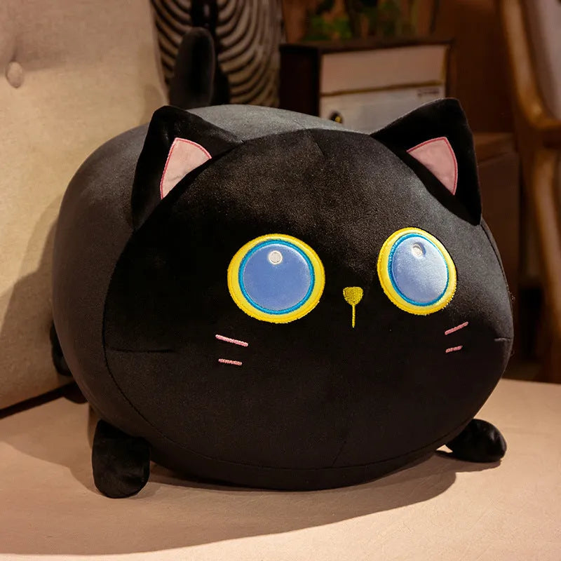 Cute cat doll plush toy in yellow with PP cotton filling, short plush fabric, 35cm size