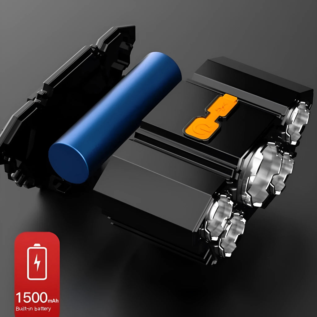 Super bright 10W LED head-mounted miner's lamp with head strap, shown in light data cable colour.