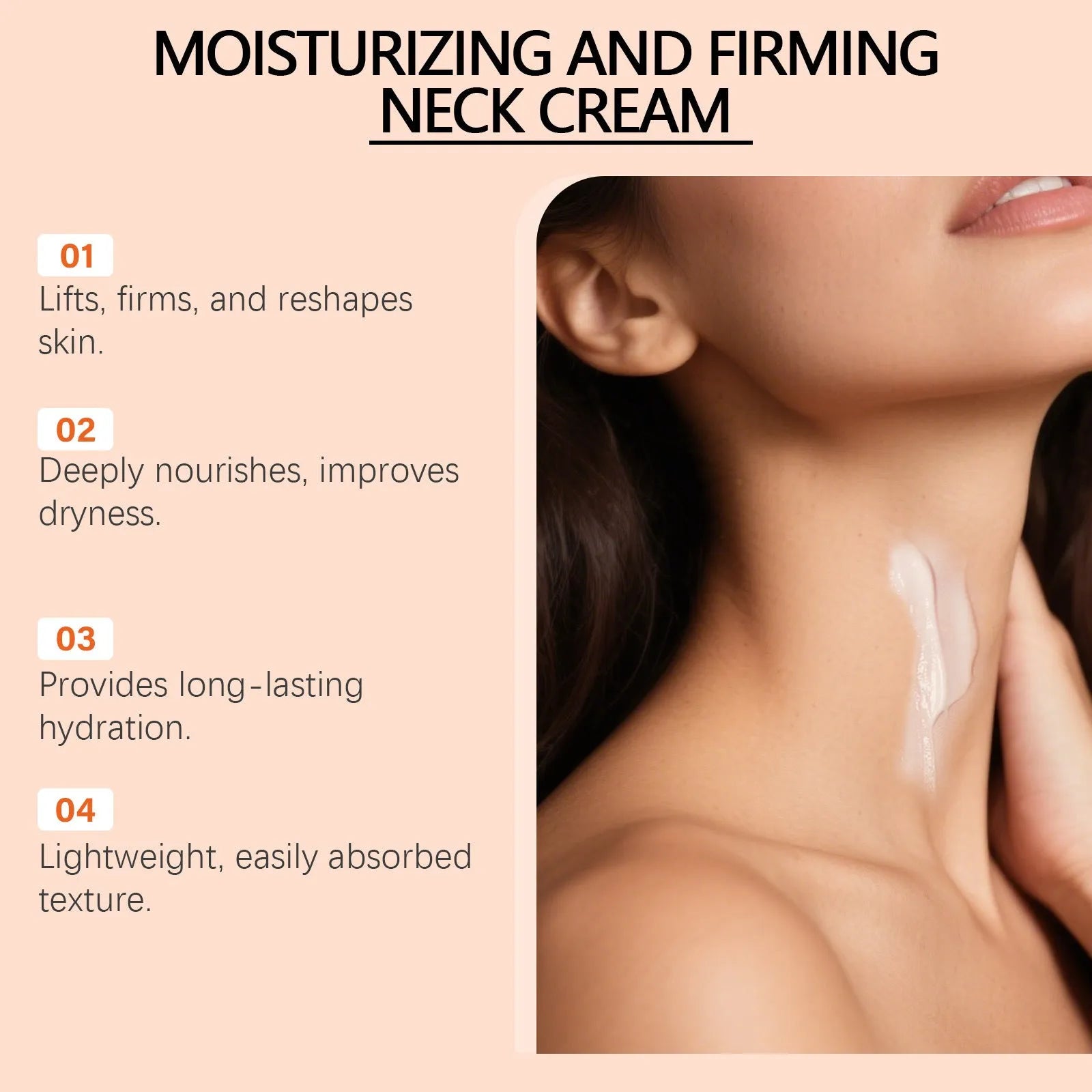 Moisturising neck cream in compact 6.3x6.3x4.5cm packaging for daily contour care
