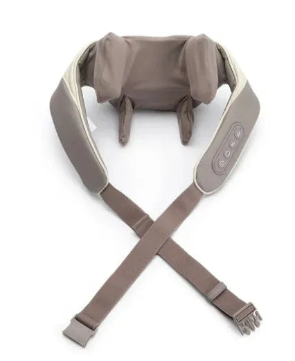 Creamy white shoulder and neck massage instrument with rechargeable battery and infrared function
