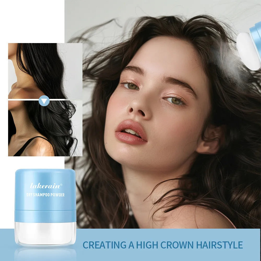 Disposable hair dry cleaning booster powder 5g with sponge, headband, and mirror in blue, green, red colours.