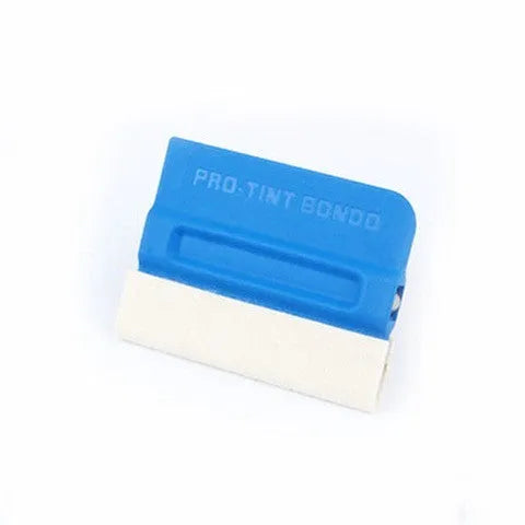 Black and blue magnetic car vinyl wrap scraper tool with interchangeable faux deerskin and wool pads.