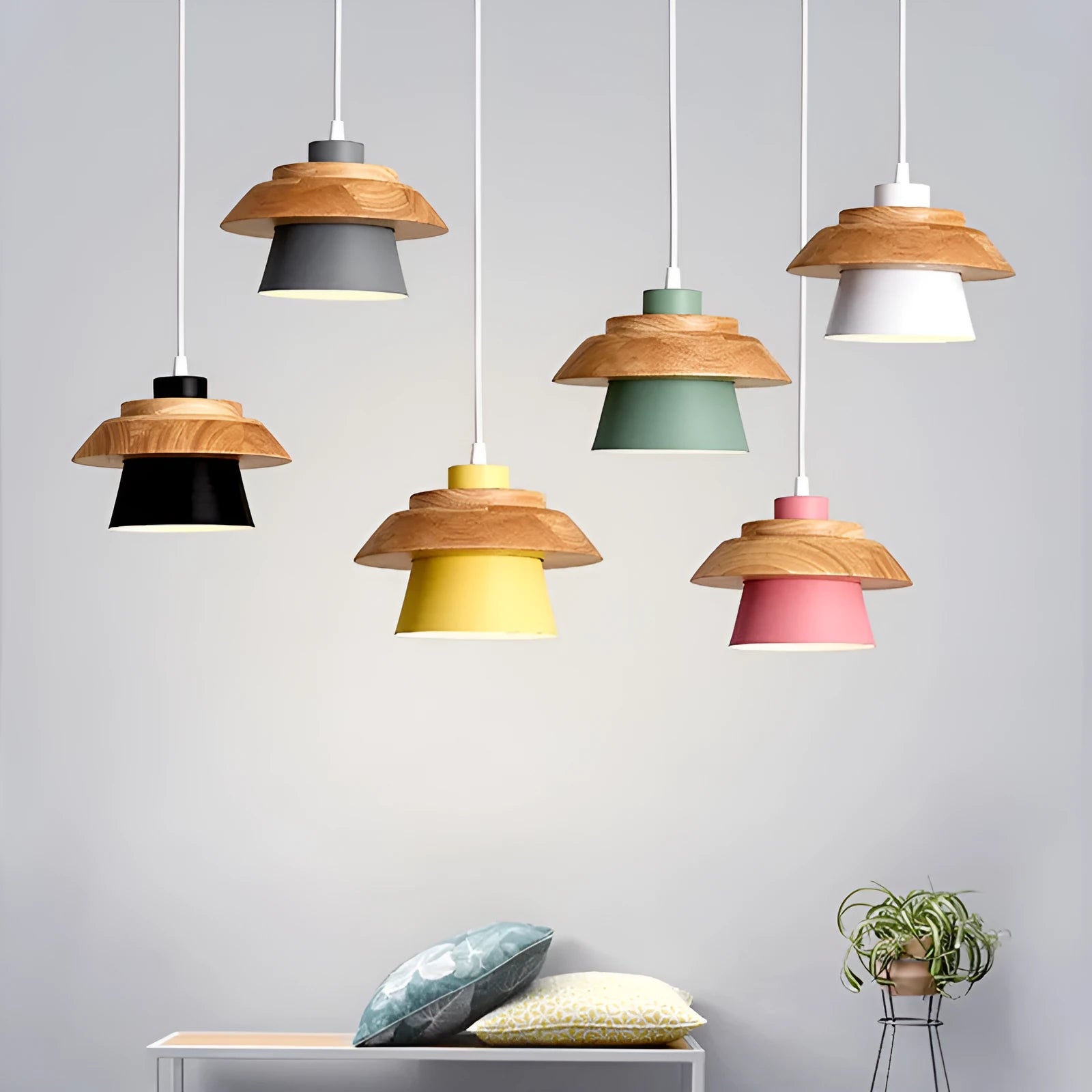 Nordic minimalist pendant light in white with warm bulb, 220V, for living room or dining room
