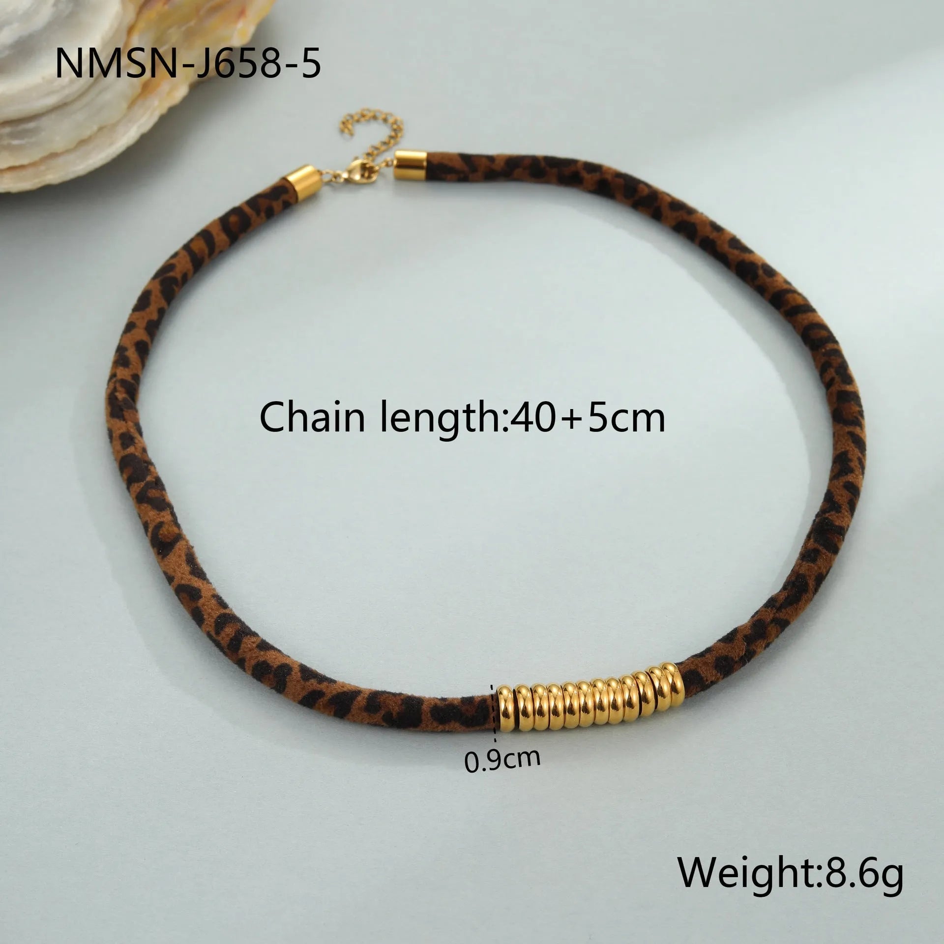 Geometric leopard pendant stainless steel necklace with 41-50 cm chain and electroplated 18K gold finish