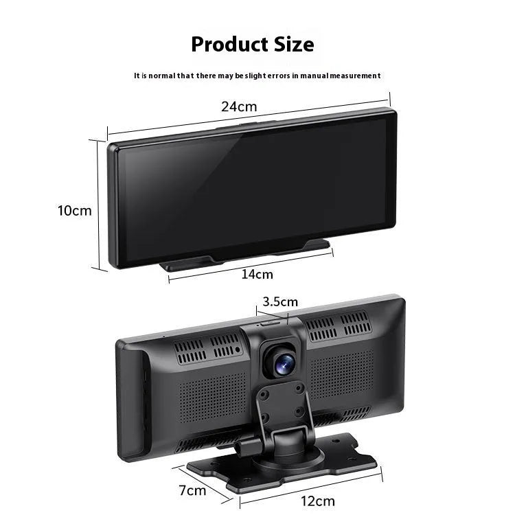 10 inch car smart touchscreen display with CarPlay, driving recorder, and reversing camera functions
