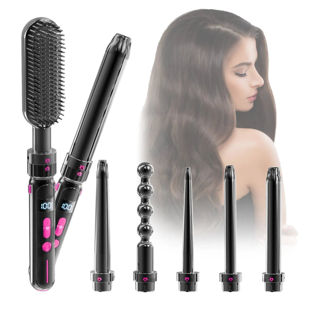 Black ceramic curly hair sticks with dual-purpose roll and straight function, 21-30mm diameter, spray coating shell