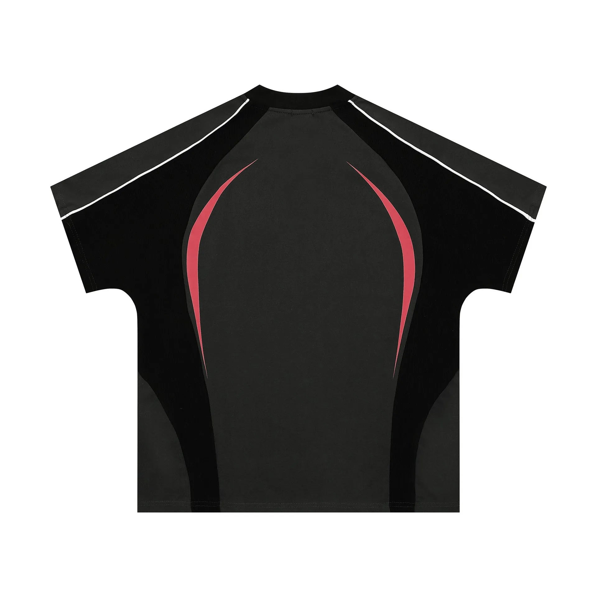Men's loose fit black t-shirt with tonal letter print, short sleeves, pullover style.