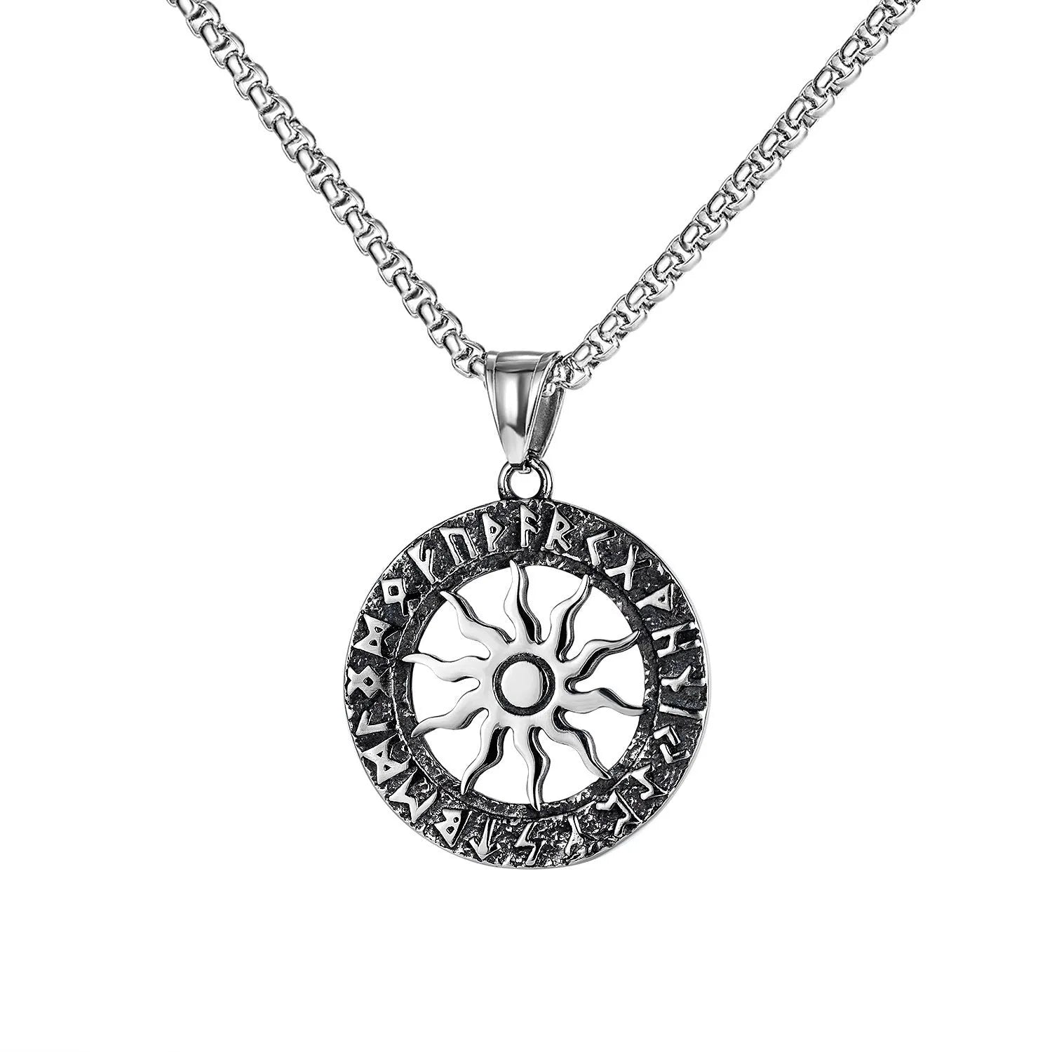 Men's stainless steel necklace with electroplated silver skull pendant in six design variations