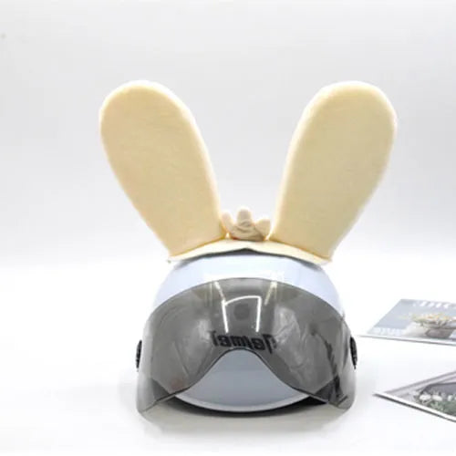 Rabbit-shaped glow ears helmet ornament with Velcro bottom attachment in multiple colour options