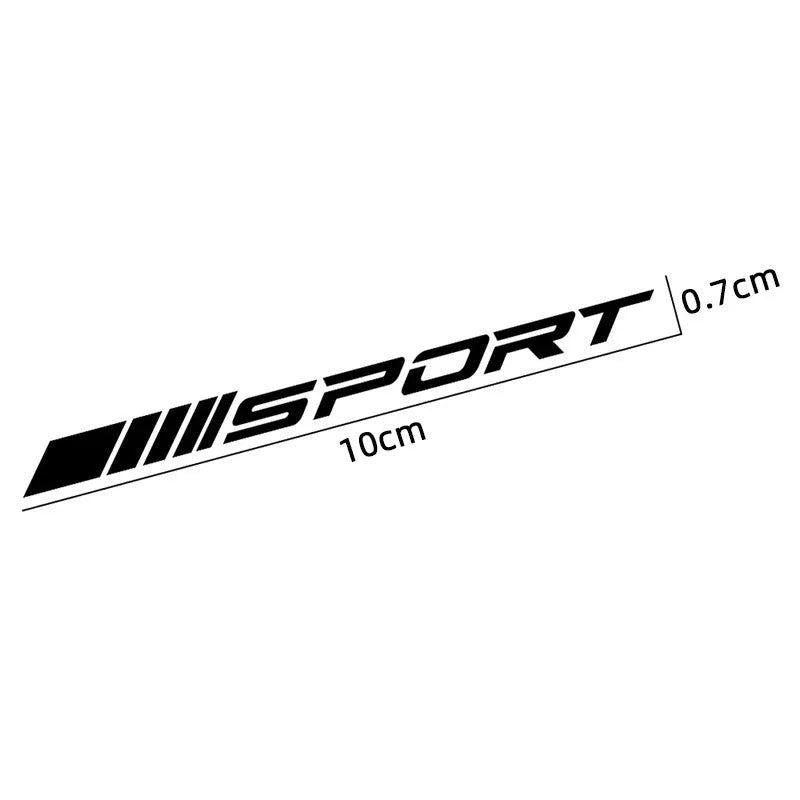 Hollow design red car rim sticker on alloy wheel, measuring 10cm long.