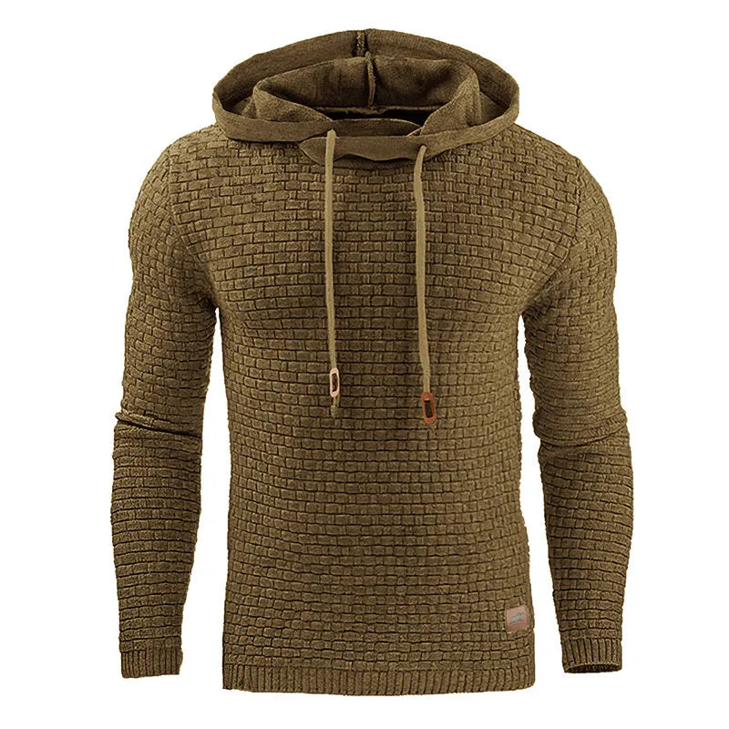 Men's hooded sweatshirt in a cotton-polyester blend available in multiple colours on a size chart