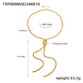 Gold knotted tassel necklace and matching earrings set on titanium steel snake chain