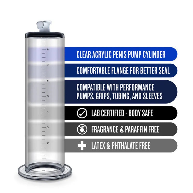 Handle flange cylinder display gym equipment workout kit with silicone pump and extender in 9 and 12 inch sizes