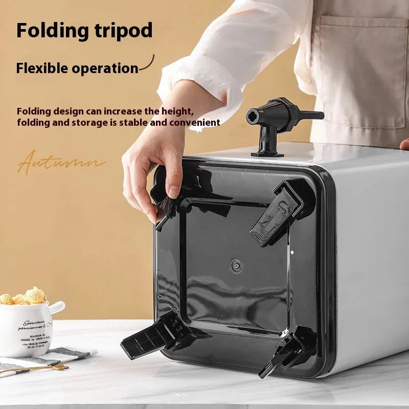 Silver stainless steel 8 litre milk tea bucket with square lock lid for commercial catering