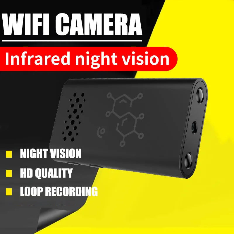 Black indoor Wi-Fi security camera with 1080p HD for baby monitoring and home security