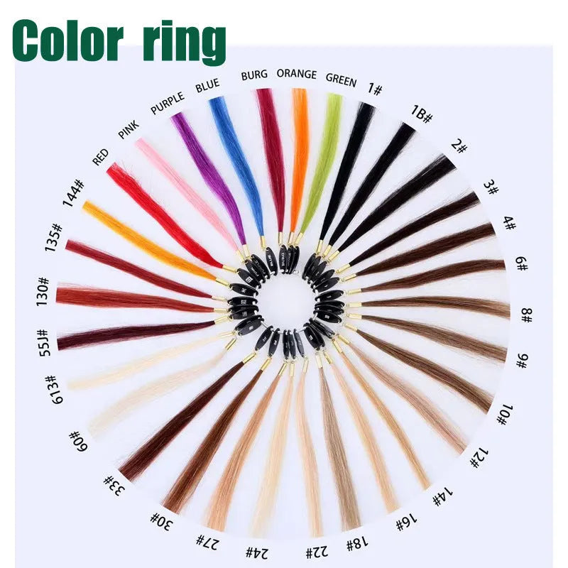 Hand-woven human hair colour board with 31 colour swatches for hairdressing use