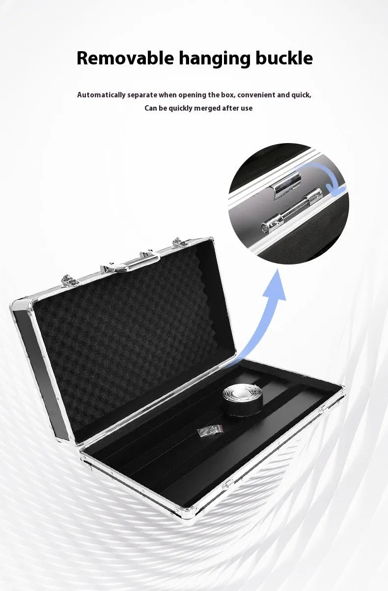 Black aluminium flight case for single guitar effect pedal with removable lid and reinforced corners