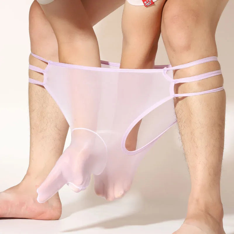 Men's fully transparent nylon elephant nose shorts in multiple colour options