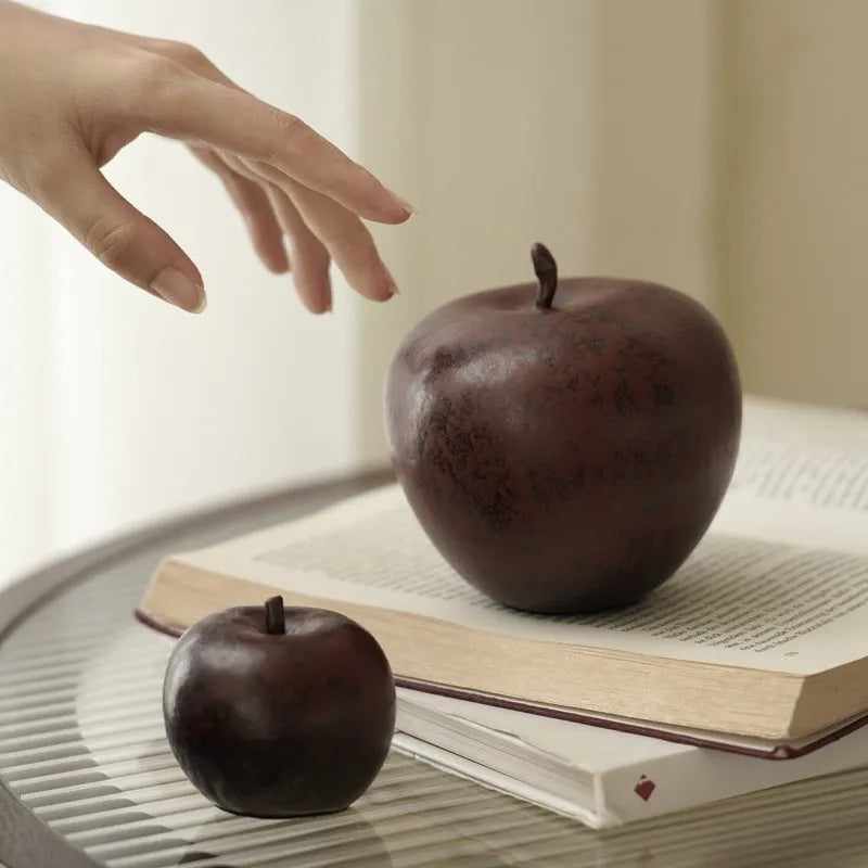 Chinese ceramic simulation apple ornament traditional desktop decoration large and small size options