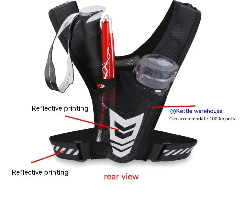 Breathable large capacity polyester chest bag in black with adjustable strap for men and women outdoor travel