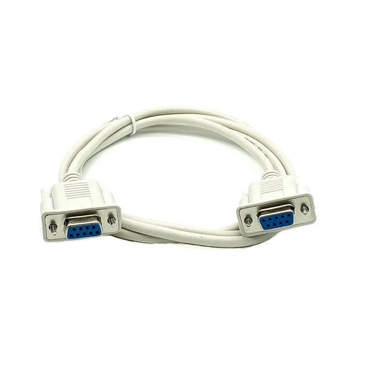 Milky white DB9 RS232 serial cable with female connectors at both ends, length 1.5 metres.