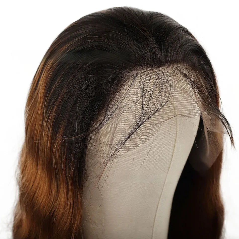 Human hair gradient colour lace front wig showing natural-looking hairline and length options