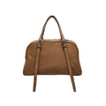 Women's genuine leather retro shoulder bag in horizontal square shape with double straps.