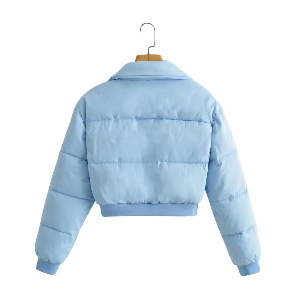 Women's loose-fit polyester leisure jacket in blue, grey, black or milky white