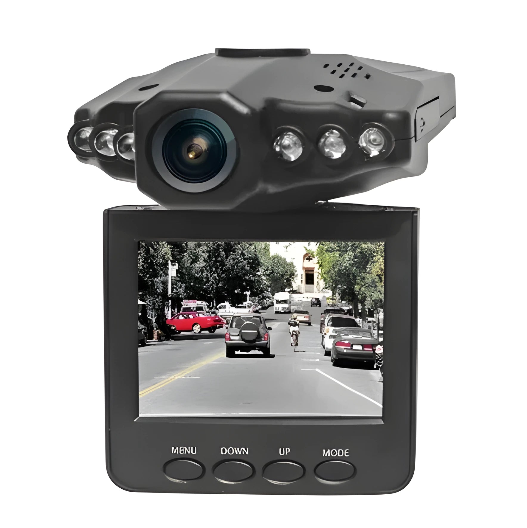 H198 model car dashboard camera with six infrared LEDs and a 2.4-inch screen.