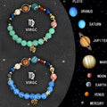 Two natural stone beaded bracelets showing different styles for the twelve Chinese zodiac signs.