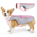 Light grey polyester dog cooling vest for heatstroke prevention on a medium-sized dog.