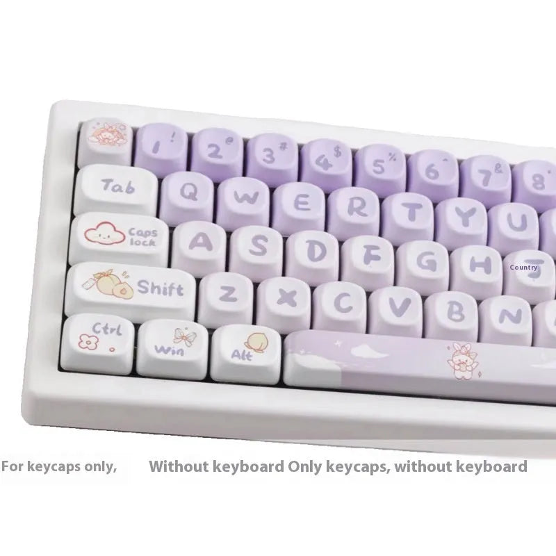 Gradient purple rabbit design PBT keycaps for mechanical keyboards with sublimation printing