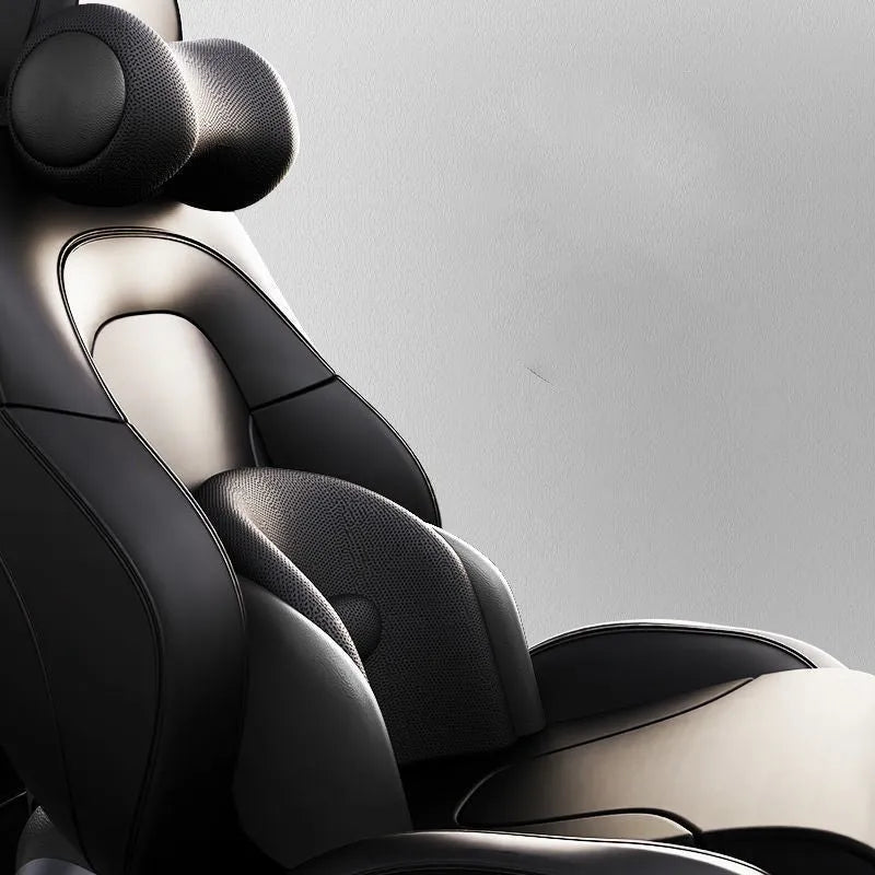 Car massage cushion with memory cotton construction and electric massage function for neck and waist support
