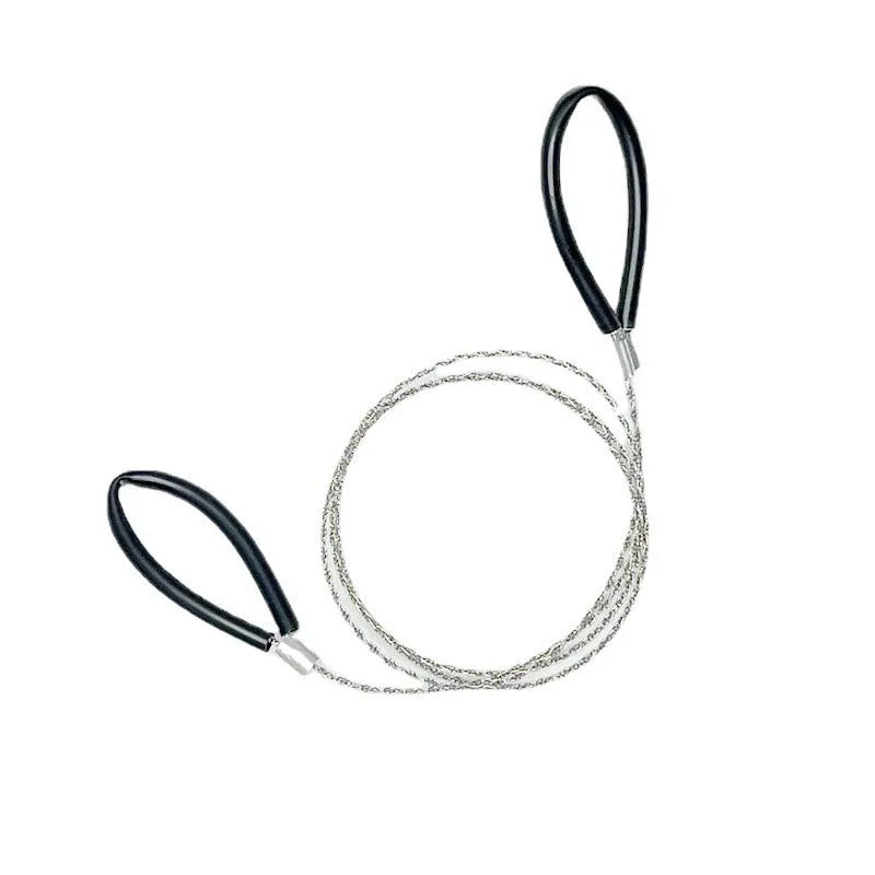 German stainless steel survival wire saw with leather case measuring 70cm total length