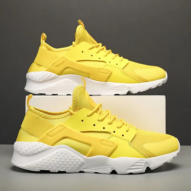 Men's low top casual shoes with mesh upper, cross straps and round toe in fluorescent colours