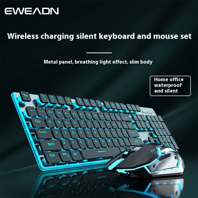 Wireless Bluetooth keyboard with mute button and ice blue backlight in cherry blossom pink colour