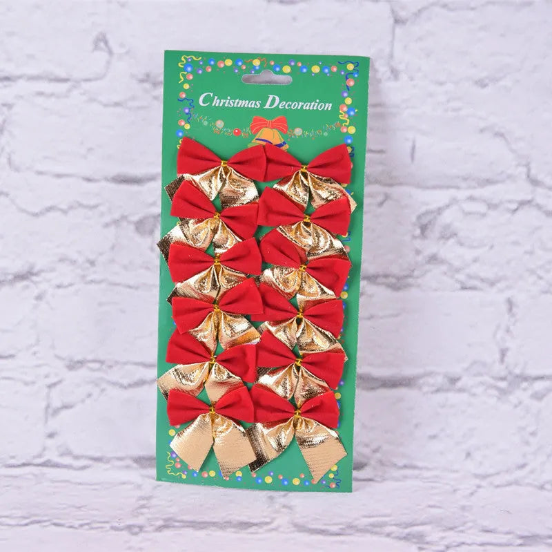 5 cm red gold silver polyester Christmas bow decoration ornament