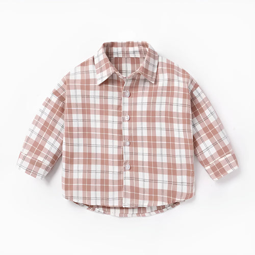 Boys' cotton casual shirt with lattice pattern in multiple colours showing long sleeve design