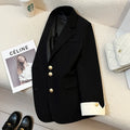 Korean-style women's coat in milky white or black with loose fit and pocket detailing