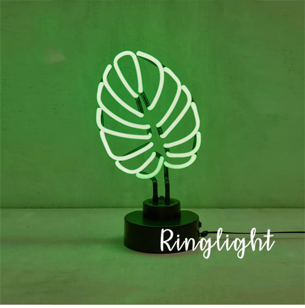White tube bamboo shape desktop lamp with green LED lighting in two size options
