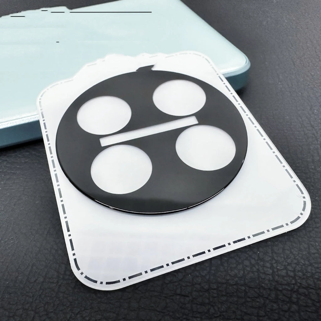 OnePlus tempered glass lens protector with black ring design for 12, Find N3, and 11 models.