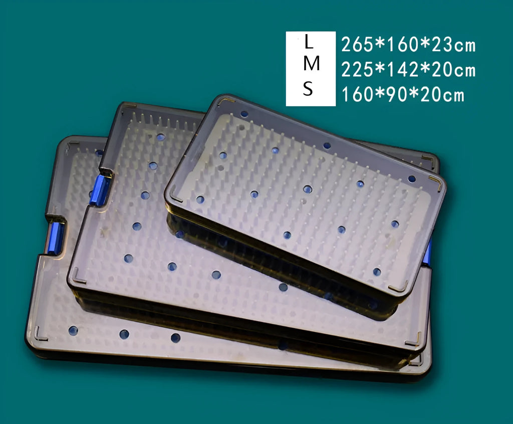 Clear silicone disinfection box in large size next to a mobile phone and keys.