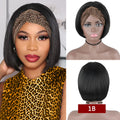 Human hair headband wig straight bob in 1B natural colour, 10 inch length, no glue style